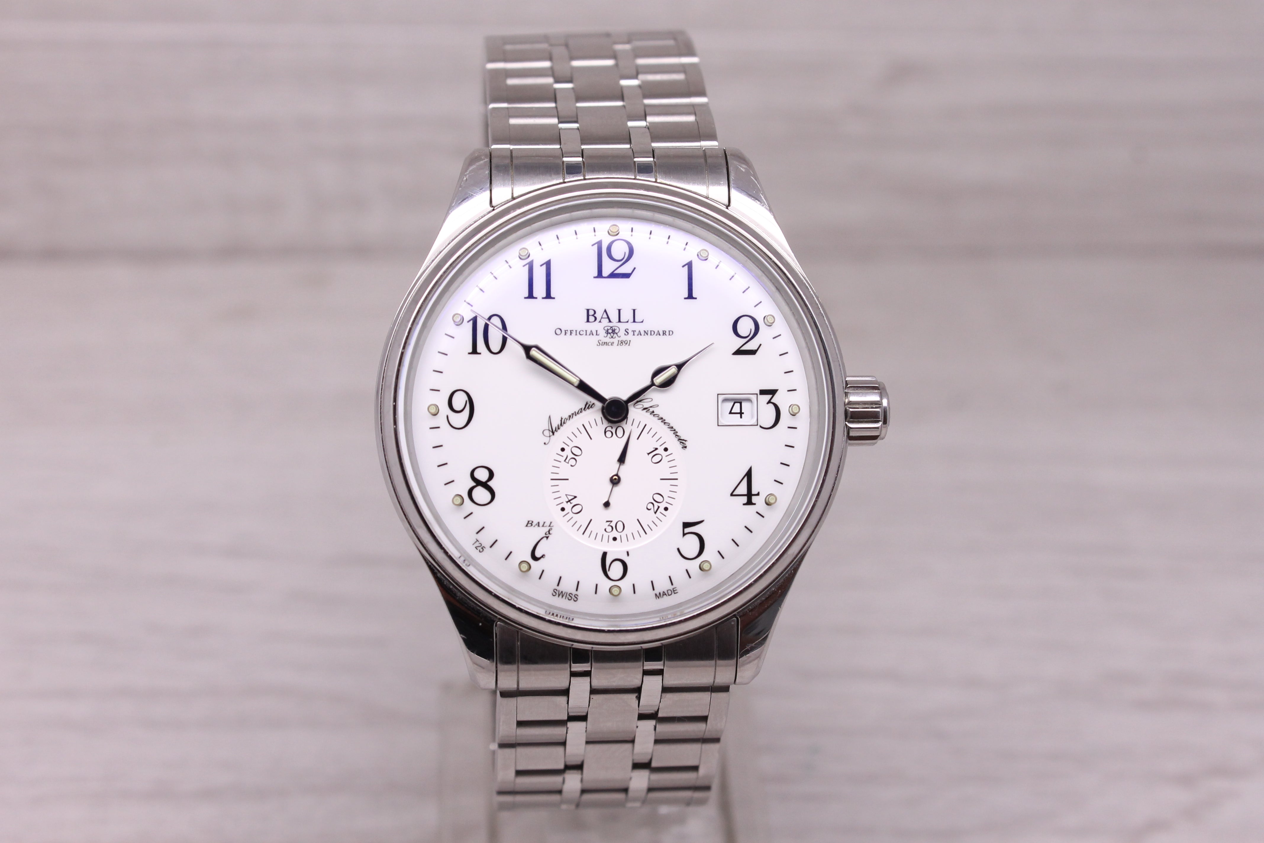 Ball Trainmaster 40mm Steel Automatic Watch Swiss Date NM3888D w/ Box Tag & More