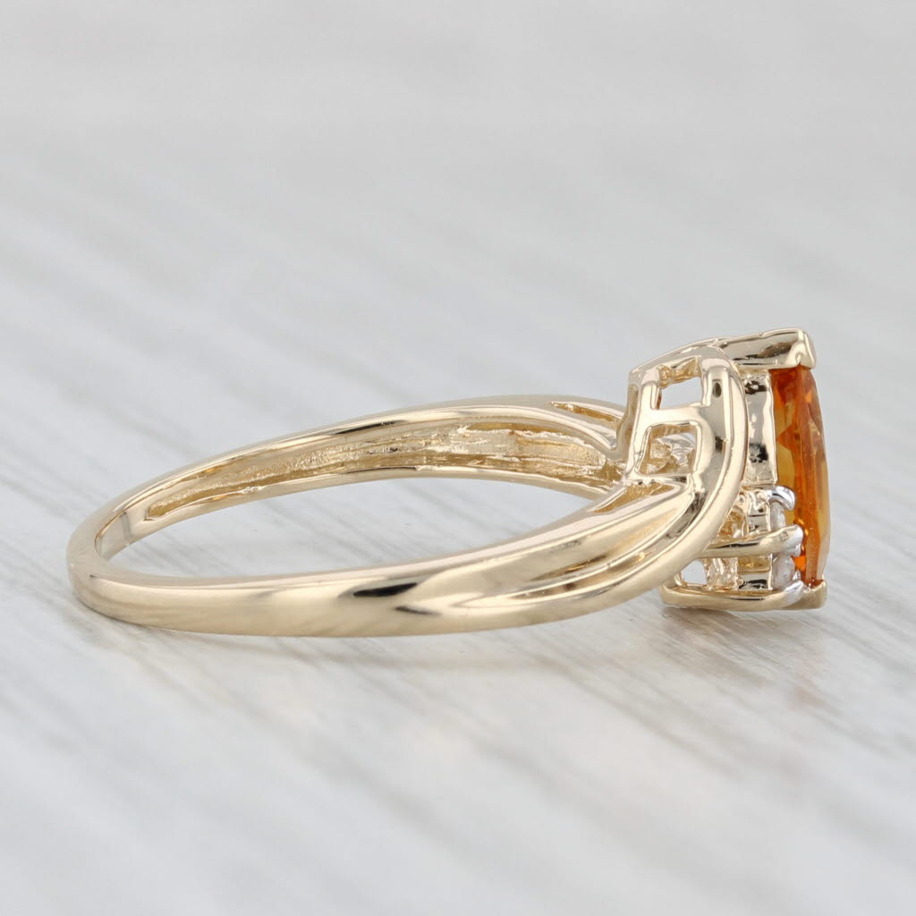 Light Gray 0.52ctw Marquise Orange Citrine Diamond Bypass Ring 10k Yellow Gold Size 7.25