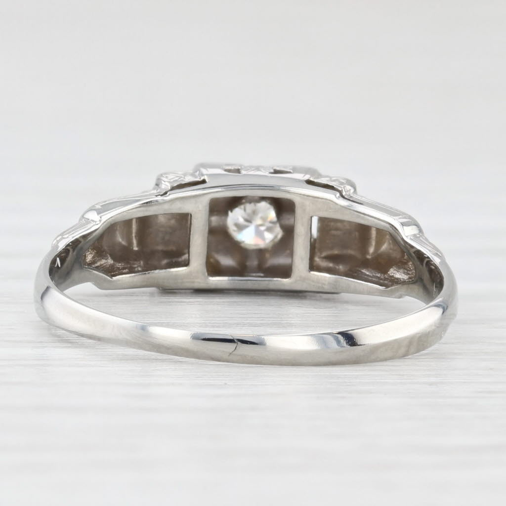 Light Gray Vintage 0.15ctw Transitional Diamond Engagement Ring 18k White Gold Size 7.5