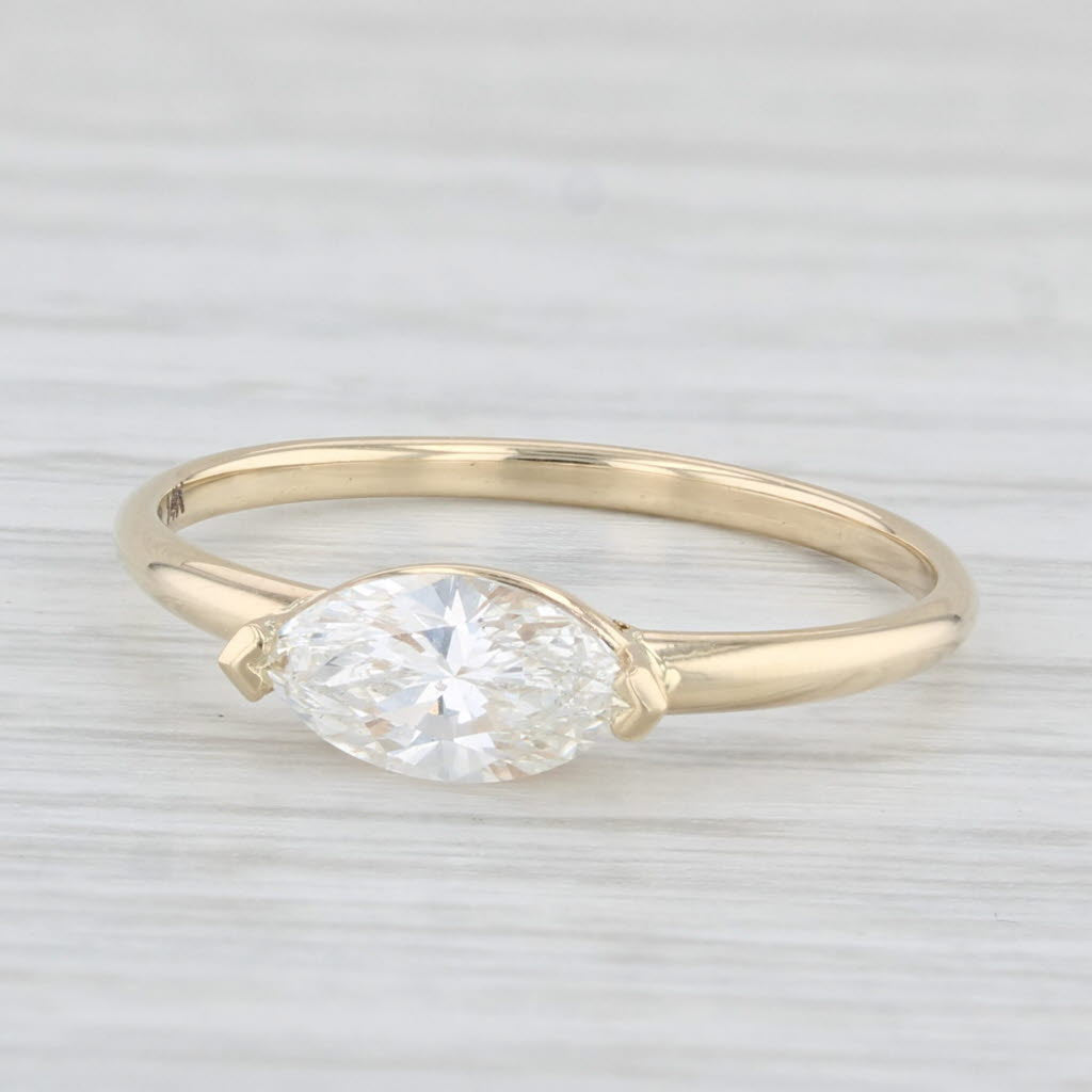 Light Gray New 0.72ct Marquise Diamond Solitaire Engagement Ring 14k Gold Size 6.75 GIA