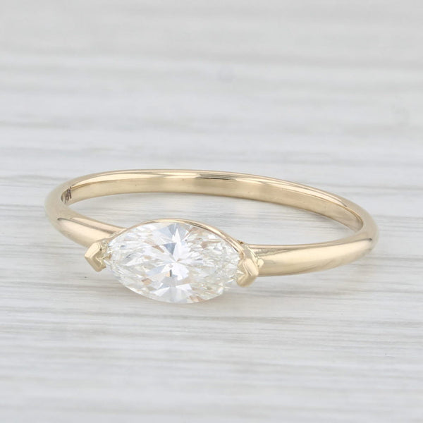 New 0.72ct Marquise Diamond Solitaire Engagement Ring 14k Gold Size 6.75 GIA