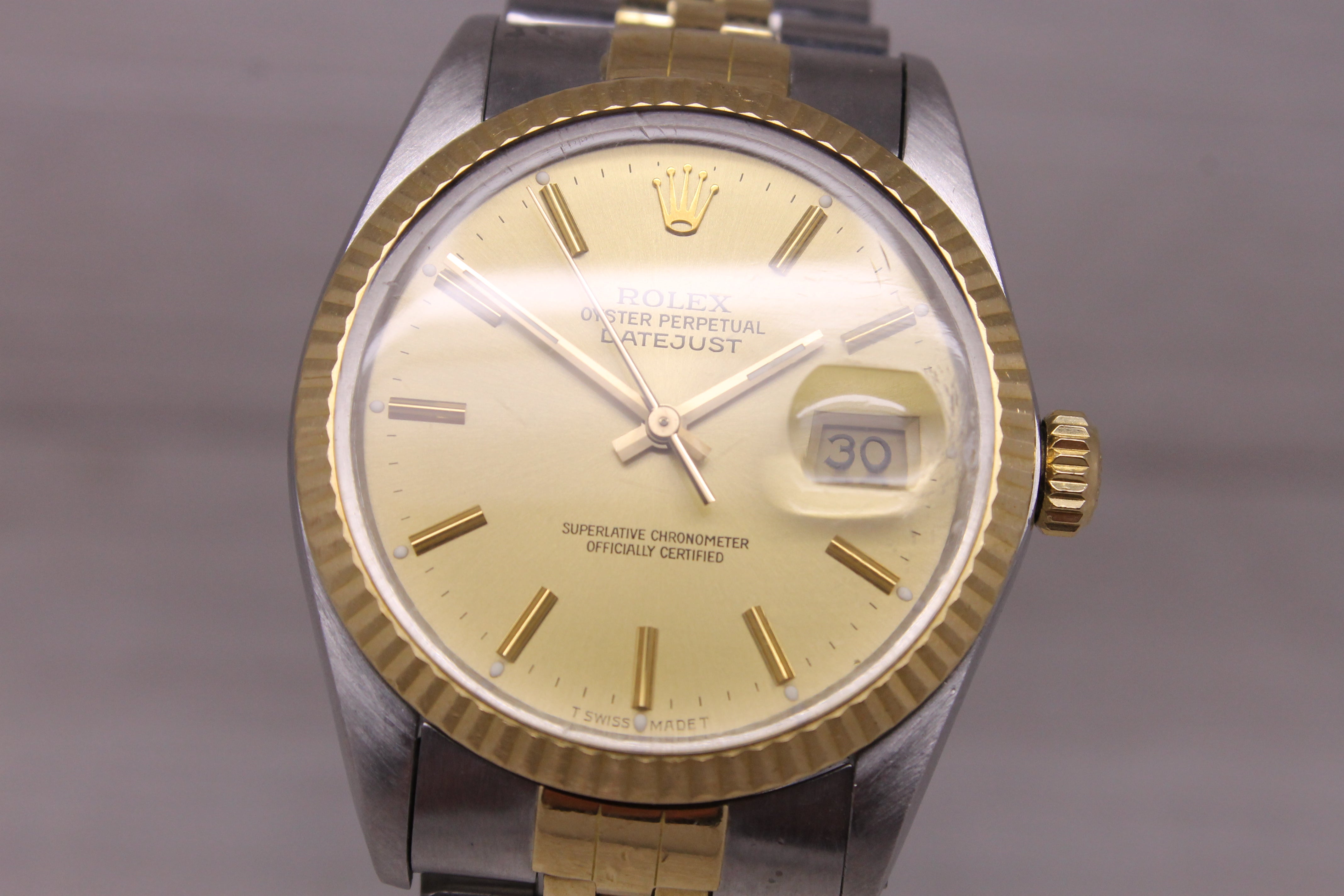 Vintage 1987 Rolex Datejust 16013 Mens 18k Steel Automatic Watch Jubilee Lemon