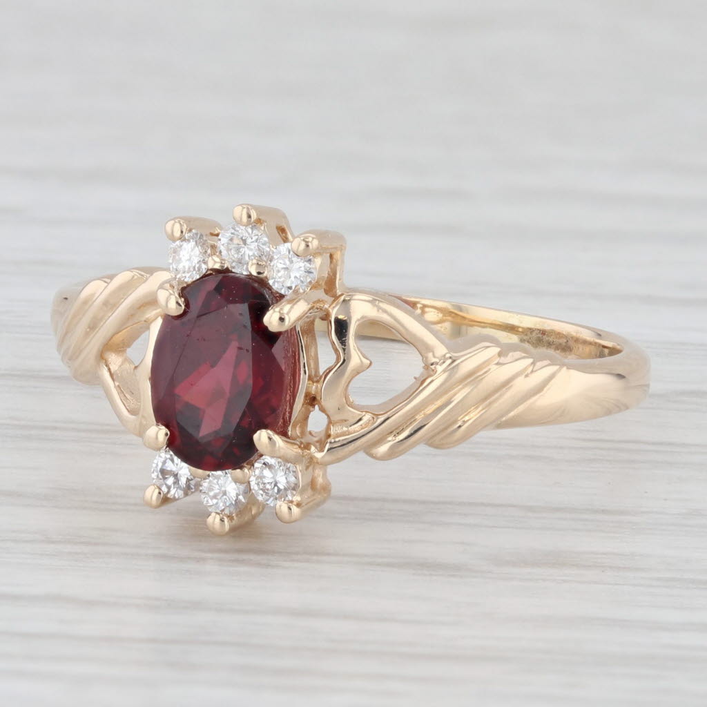 Light Gray 1ctw Oval Garnet Diamond Ring 14k Yellow Gold Size 9.5