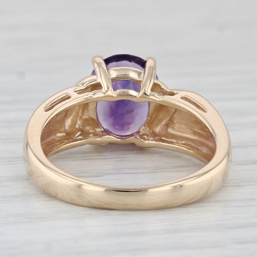 Light Gray 2.50ct Oval Solitaire Amethyst Ring 14k Yellow Gold Size 8