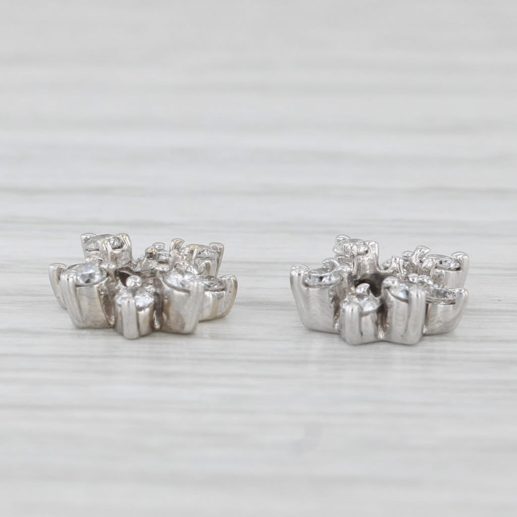 Light Gray 0.50ctw Diamond Halo Earring Enhancers Jackets 14k White Gold For Studs