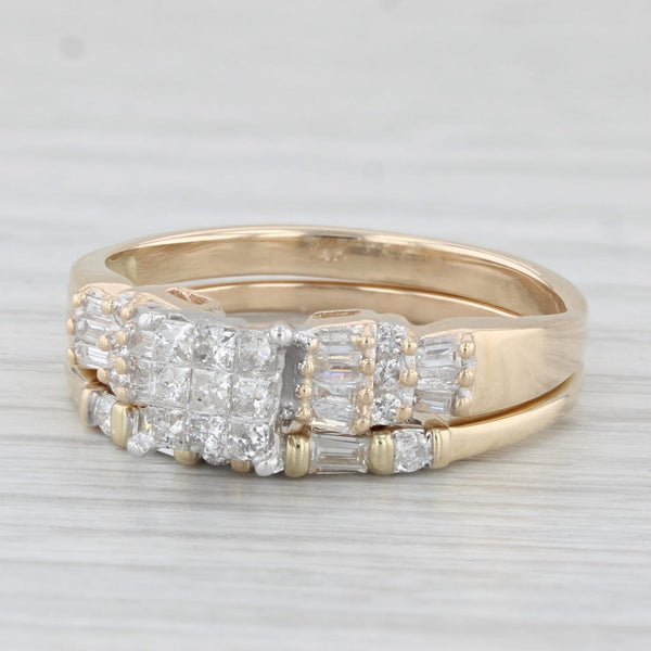 0.51ctw Engagement Ring Wedding Band Bridal Set 14k Yellow Gold Size 8.75