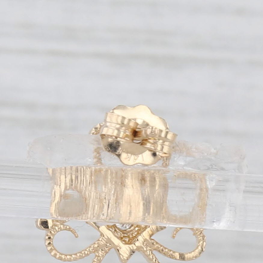Light Gray Ornate Diamond Cross Stud Earrings 14k Yellow Gold