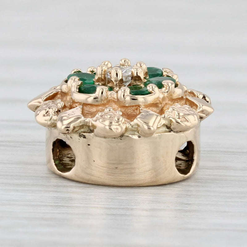 Richard Glatter 0.45ctw Emerald Diamond Slide Bracelet Charm 14k Yellow Gold