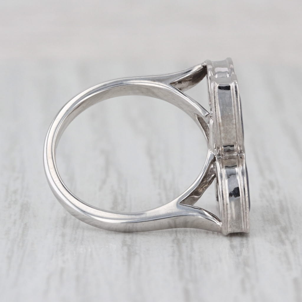 0.35ctw Diamond Ceramic Flower Cocktail Ring 14k White Gold Size 7.25
