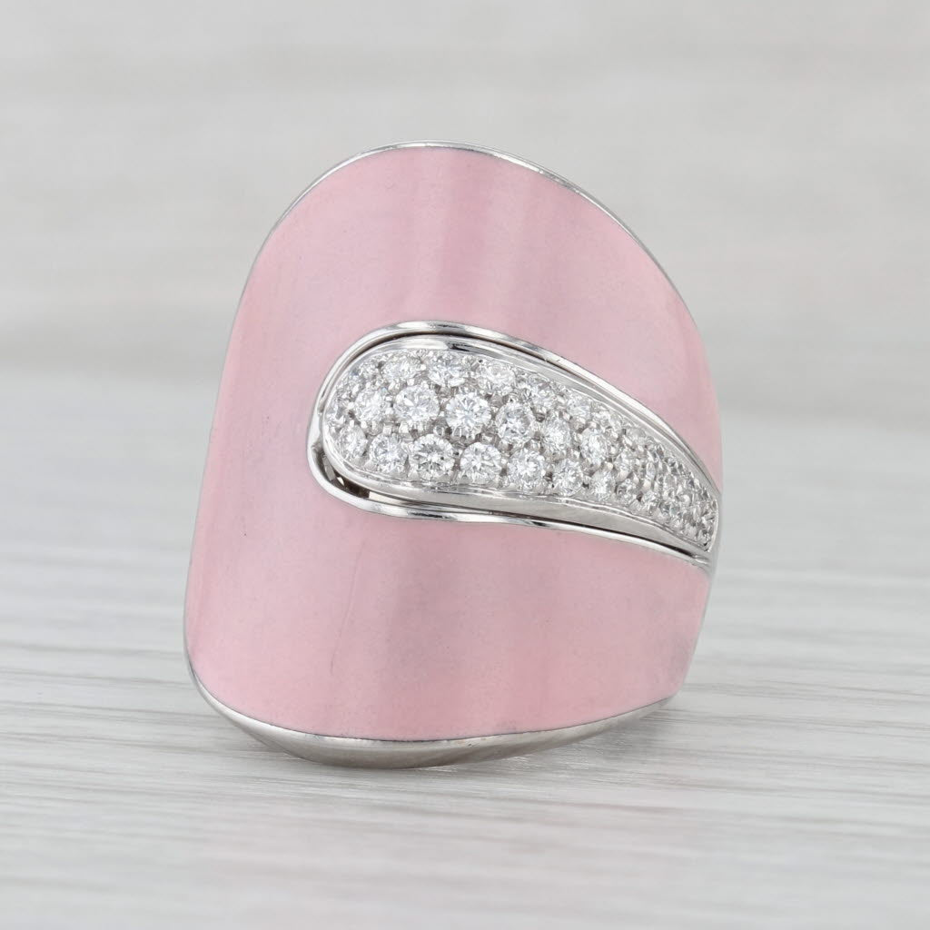 Roberto Coin 0.45ctw Diamond Pink Enamel Cocktail Ring 18k White Gold
