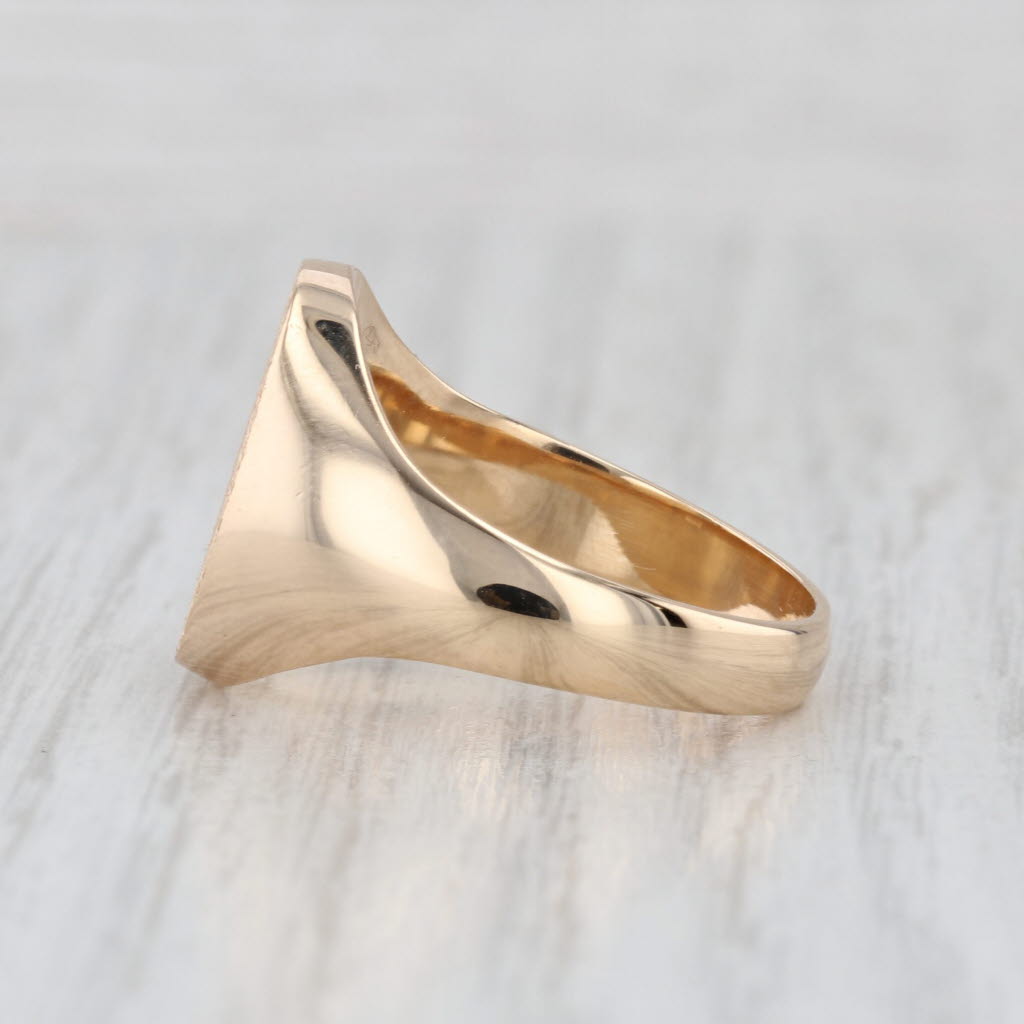 Engravable Signet Ring 14k Yellow Gold Size 10 Vintage Church & Co Die Struck