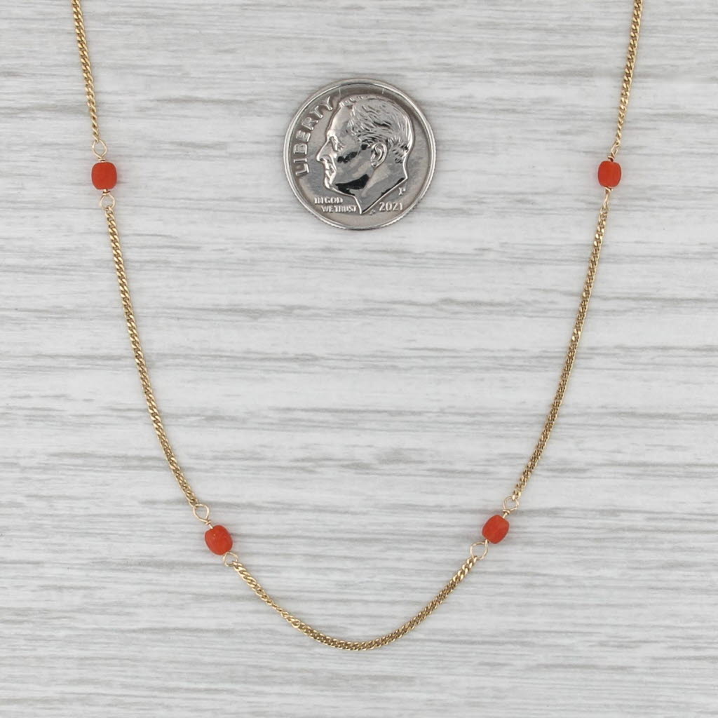 ルコラルステーション Vintage Coral Station Necklace 18k Yellow Gold 16