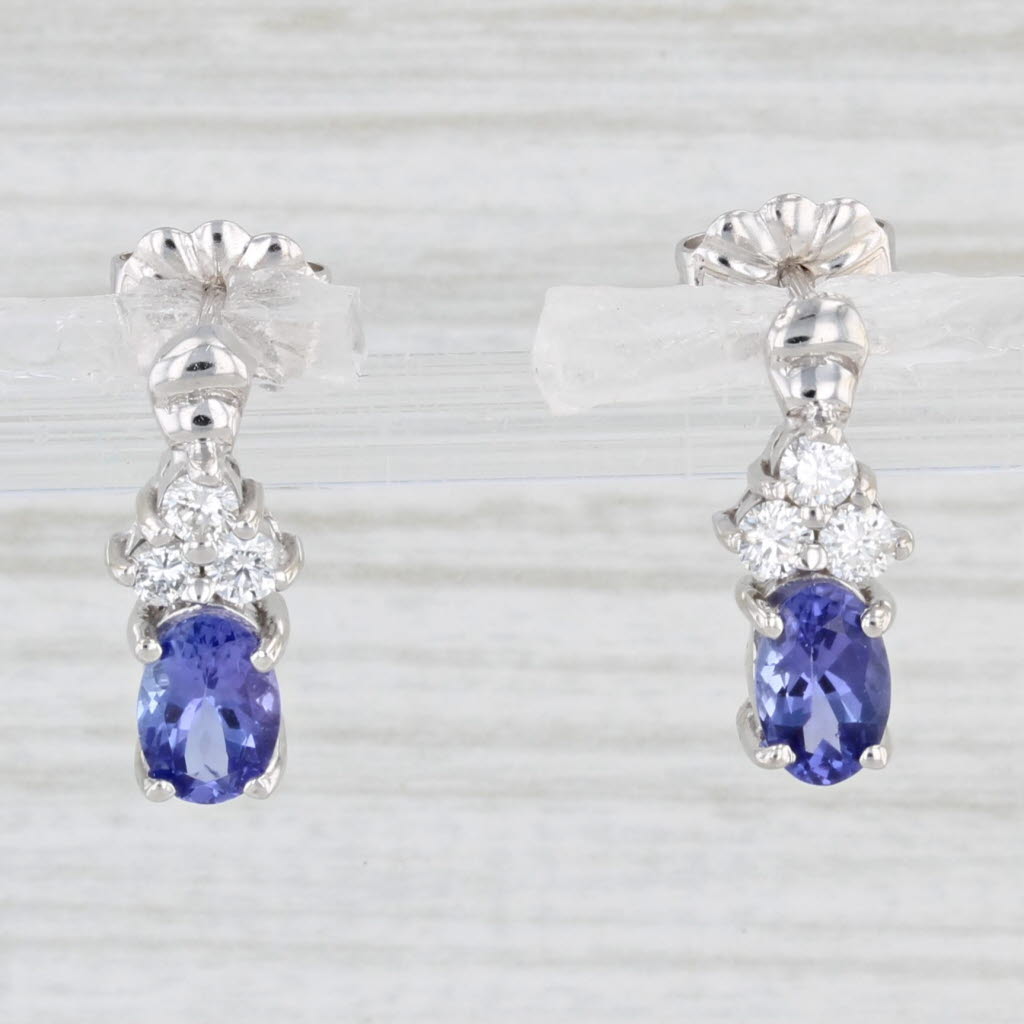 Light Gray Le Vian 1.20ctw Tanzanite Diamond Earrings 14k White Gold Pierced Studs