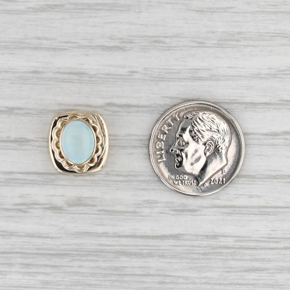 Vintage Opal Slide Bracelet Charm 14k Yellow Gold Oval Cabochon Solitaire