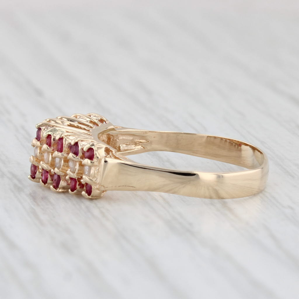 Light Gray 0.46ctw Ruby Diamond Tiered Pyramid Ring 10k Yellow Gold Size 6.75