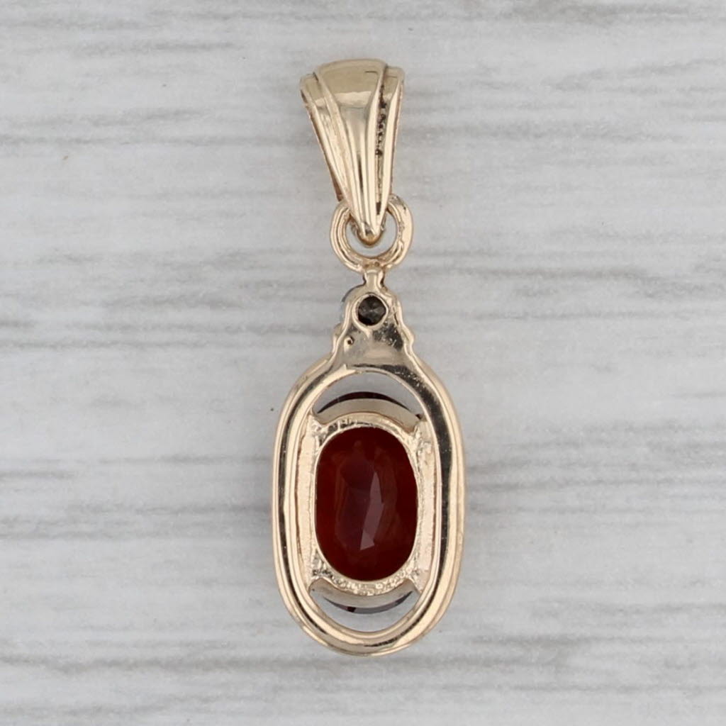 Gray 1.02ctw Garnet Diamond Pendant 10k Yellow Gold Small Oval Drop