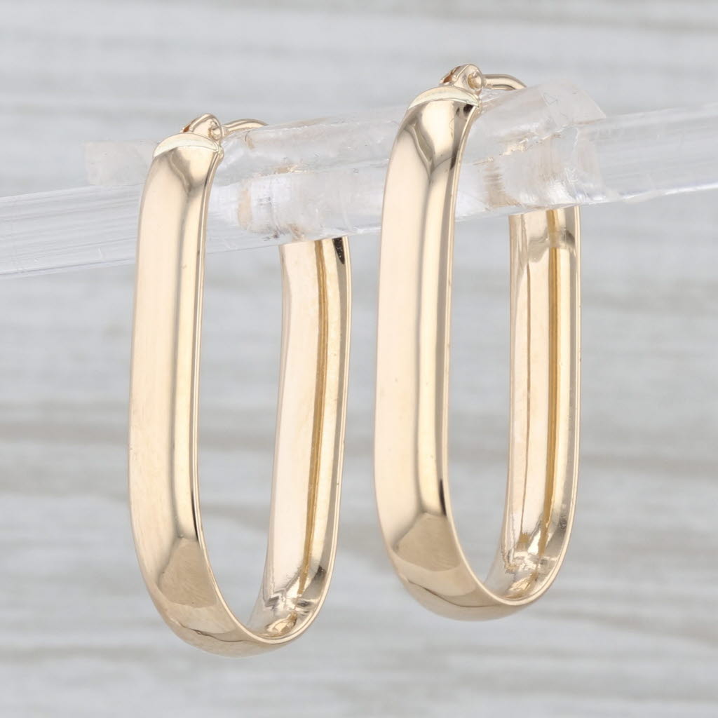 Oval Hoop Earrings 14k Yellow Gold Pierced Snap Top Hoops
