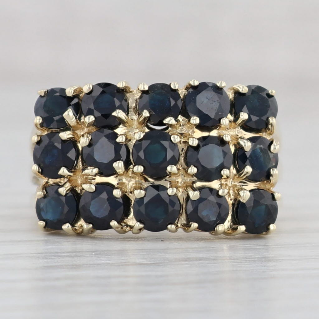 Light Gray 3ctw Blue Sapphire Cluster Ring 10k Yellow Gold Size 8 Cocktail