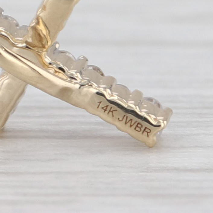 Small Diamond Cross Pendant Necklace 14k Yellow Gold 18" Rope Chain