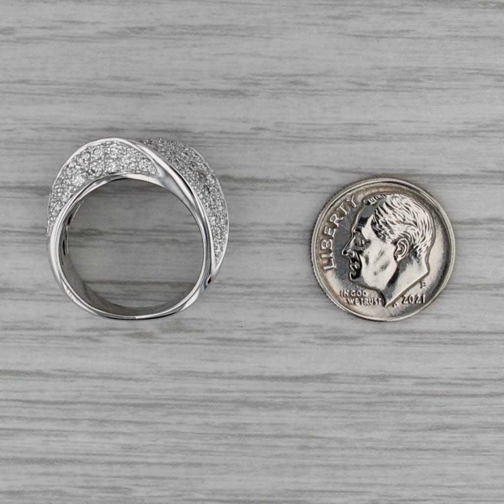 2ctw Pavel Diamond Contoured Beveled Ring 18k White Gold Size 5.75