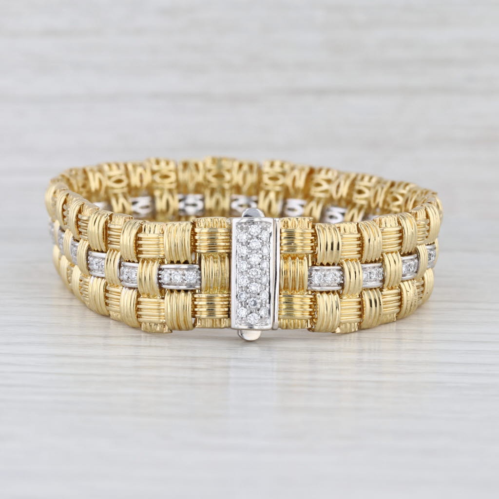 Roberto Coin 1.21ctw Diamond Basketweat Appassionata Bracelet 18k Gold