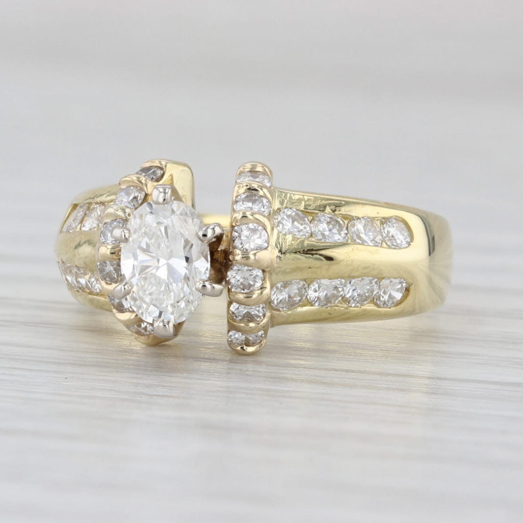 1.34ctw Oval Diamond Engagement Ring 18k Yellow Gold Size