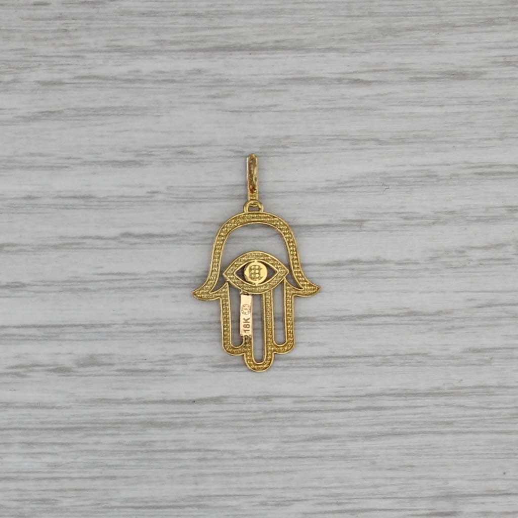 Hamsa Hand All Seeing Eye Pendant 18k Yellow White Gold Enamel Charm Talisman