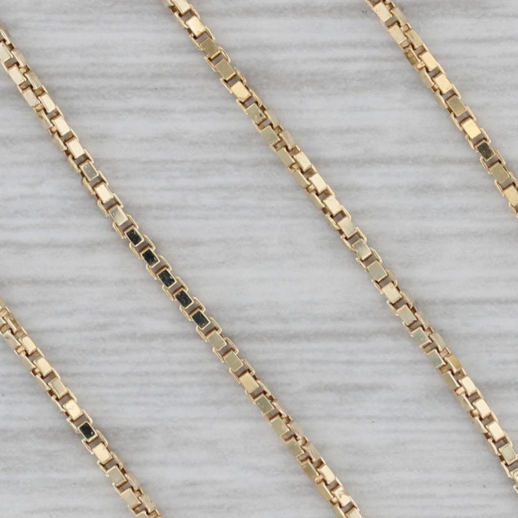 Gray 30" Box Chain Necklace 14k Yellow Gold 1mm Italian Long Layering