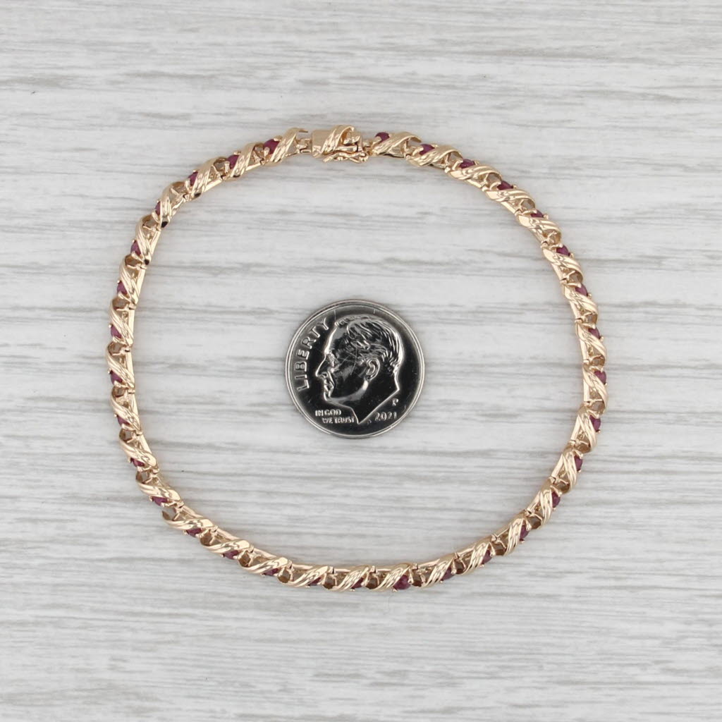 2.10ctw Ruby Tennis Bracelet 14k Yellow Gold 7" 4mm