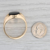Gray Onyx Men's Ring 14k Yellow Gold Size 13.75 Oval Cabochons Solitaire Solid Back
