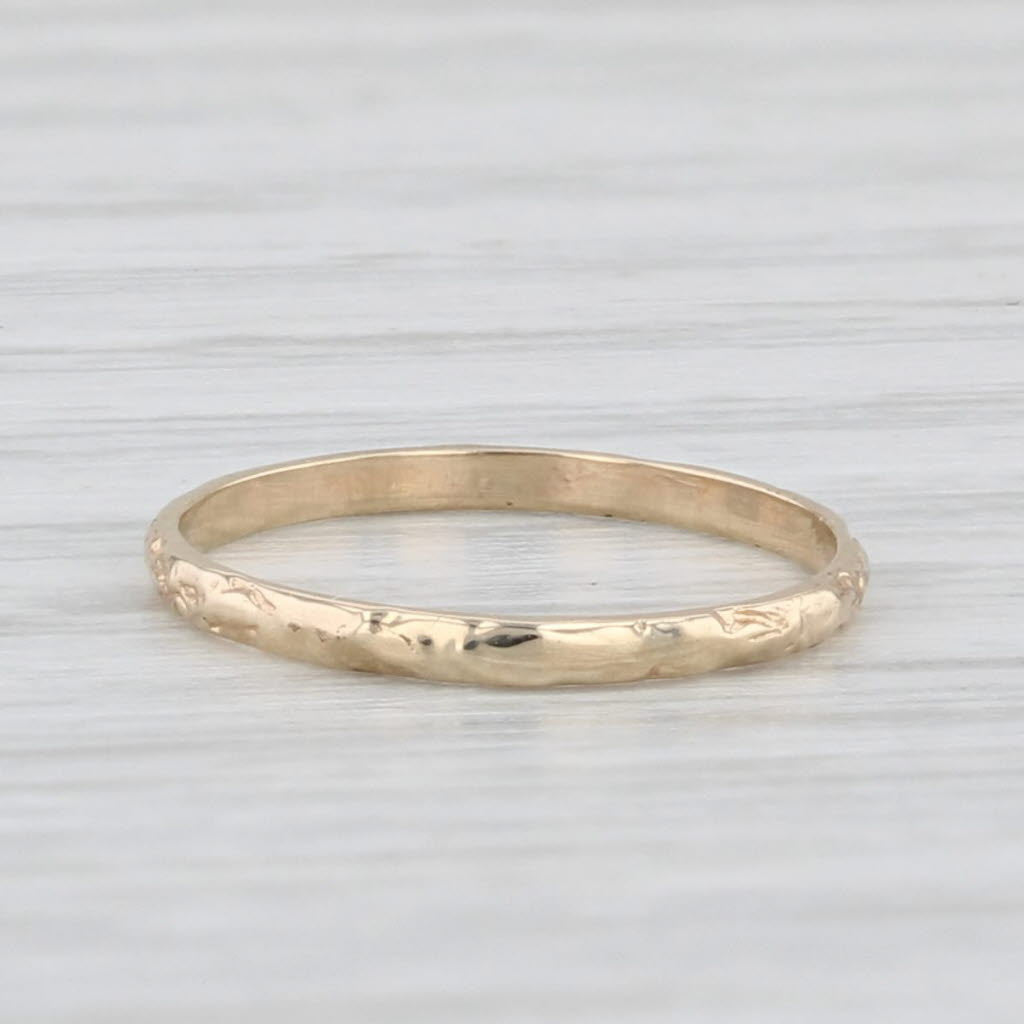 Light Gray Vintage Floral Engraved Baby Ring 10k Yellow Gold Small Size Band