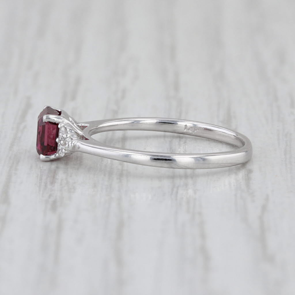 1.04ctw Rhodolite Garnet Diamond Ring 14k White Gold Size 5.75