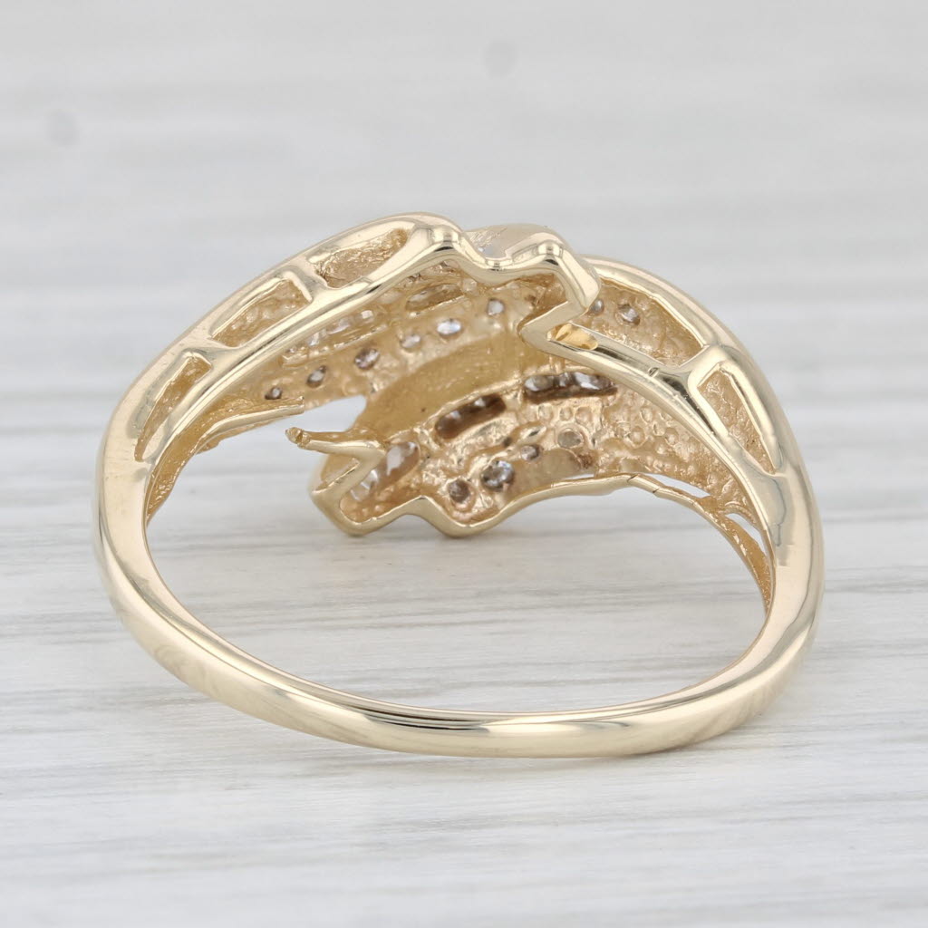 Light Gray 0.35ctw Scalloped Diamond Bypass Ring 10k Yellow Gold Size 8