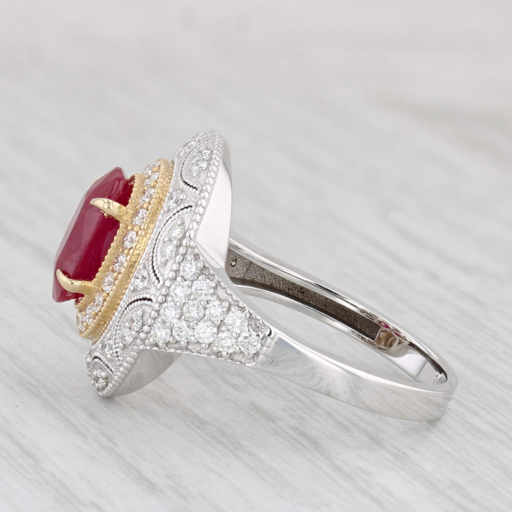 Light Gray New 2.53ctw Oval Ruby Diamond Halo Ring 14k White Yellow Gold Size 7.25 GIA