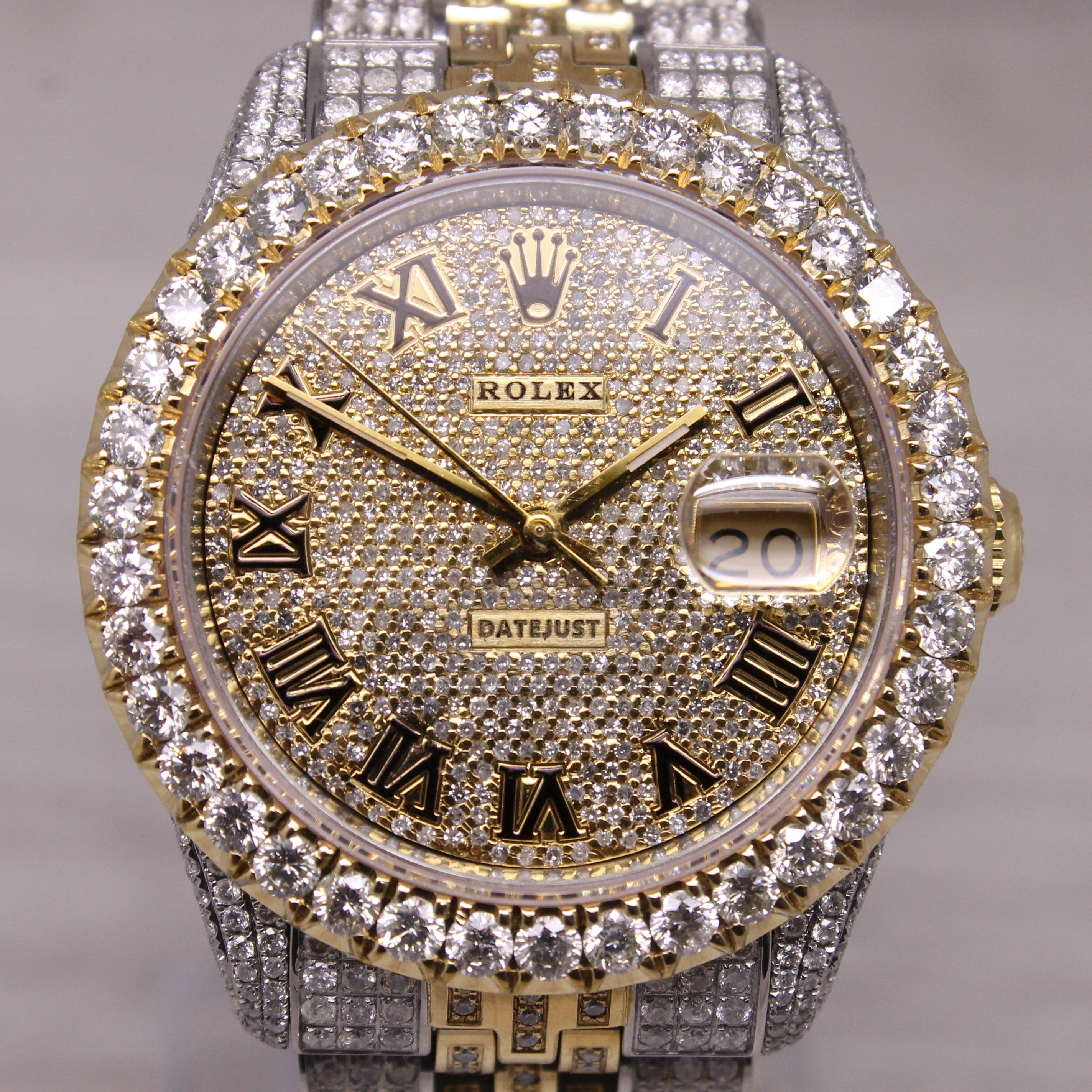 Rolex Datejust 16013 Iced Out Mens Automatic Watch 12.2ctw Natural Diamonds