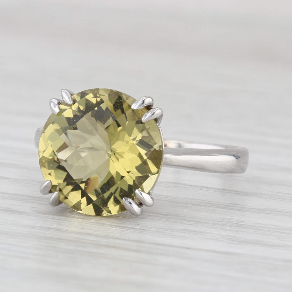 5.47ct Green Quartz Solitaire Ring 14k White Gold Size 8.25
