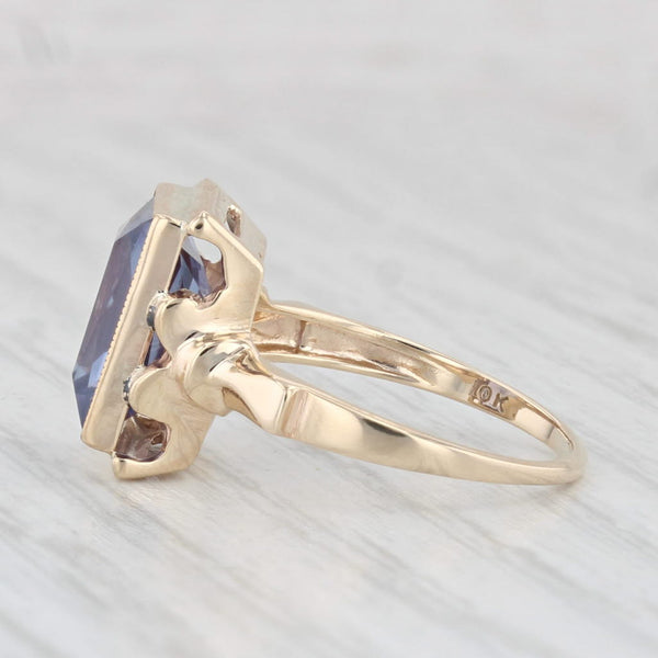 4.40ct Lab Created Sapphire Solitaire Ring 10k Yellow Gold Size 5.5