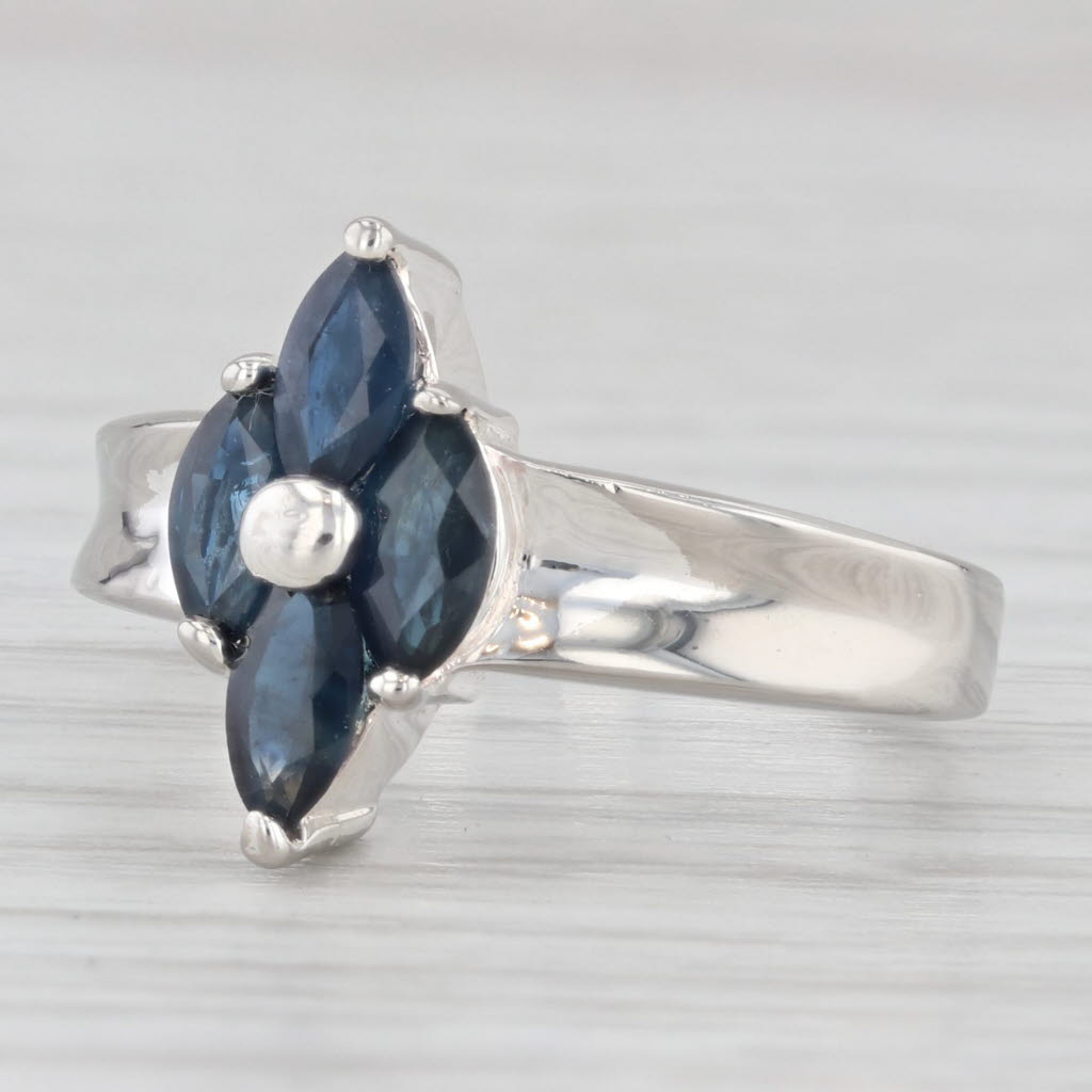 Light Gray 1.32ctw Blue Sapphire Cluster Ring Sterling Silver Size 6