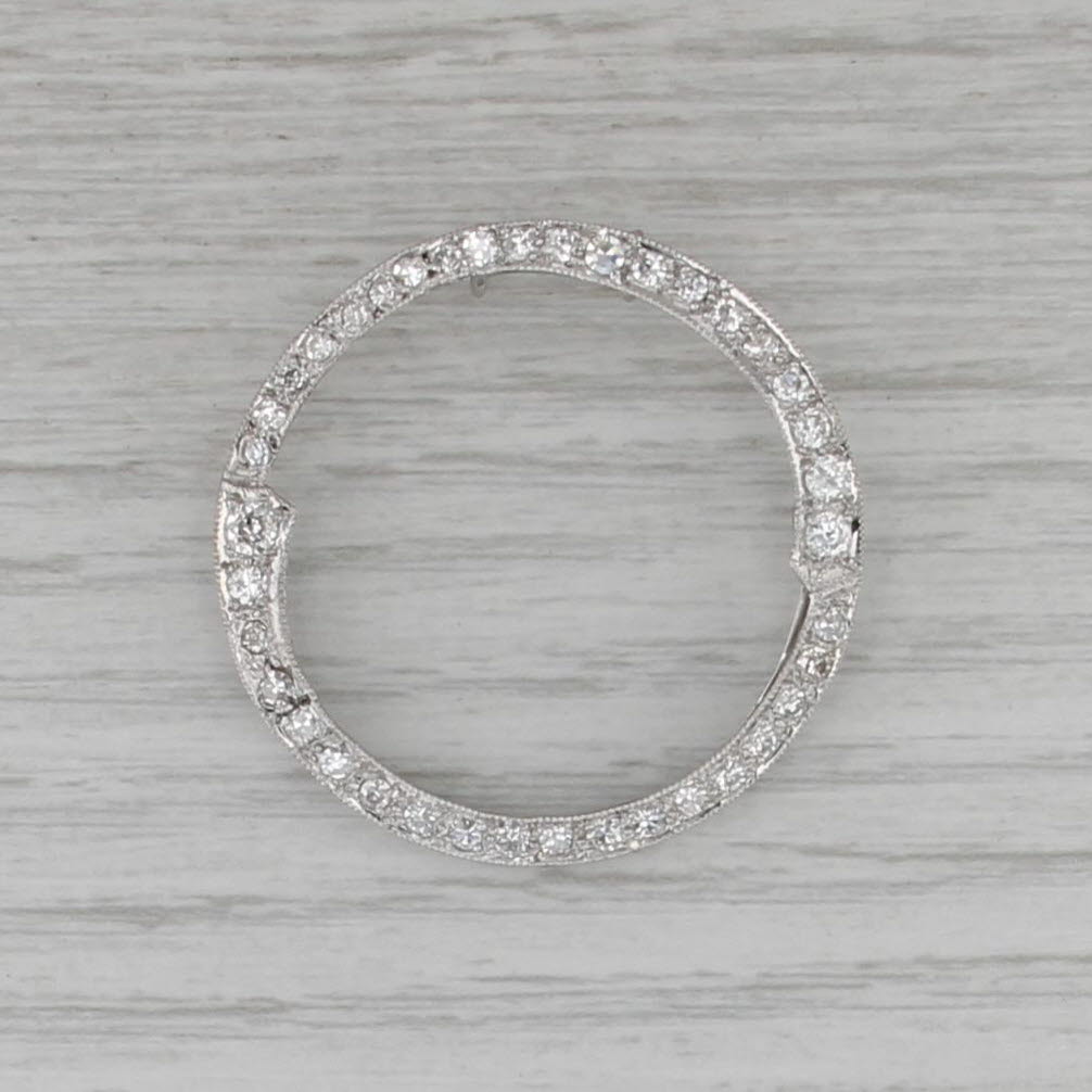 1.07ctw Diamond Eternity Circle Converted Brooch Pendant Platinum 14k Gold