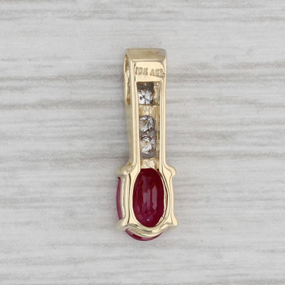 Gray 0.75ctw Ruby Diamond Pendant 10k Yellow Gold Small Drop