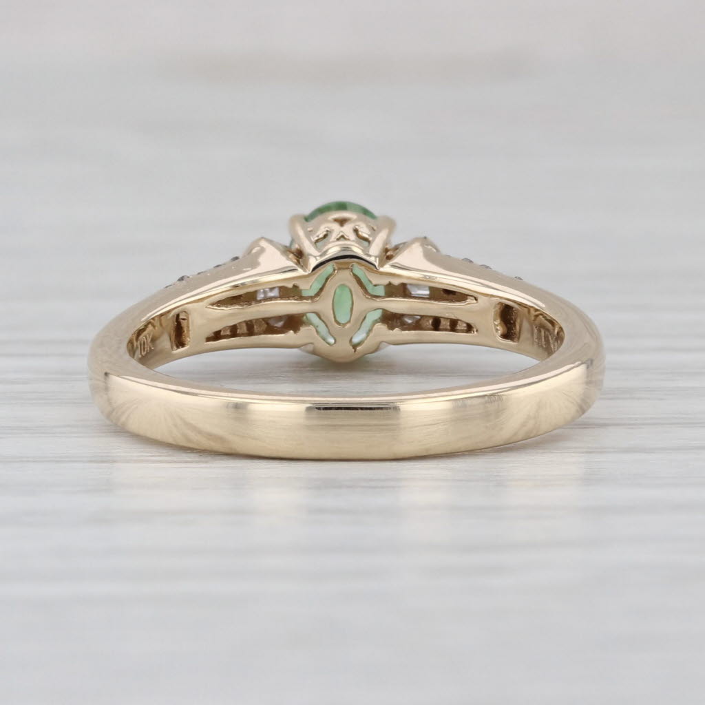 Luxoro 1.10ctw Grossular Green Garnet Diamond Ring 10k Yellow Gold Size 8