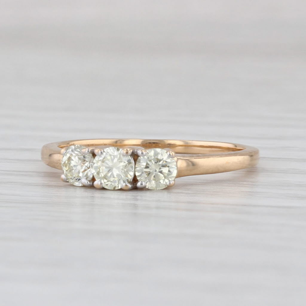 0.48ctw Yellow Diamond 3-Stone Ring 18k Yellow Gold Engagement Size 6.25