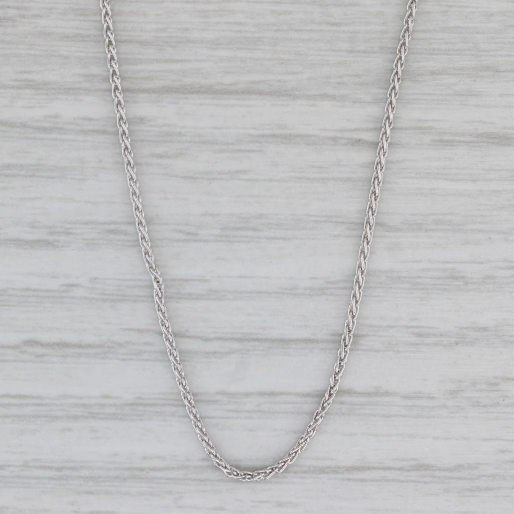 Gray Wheat Chain Necklace 14k White Gold 18" 1.1mm