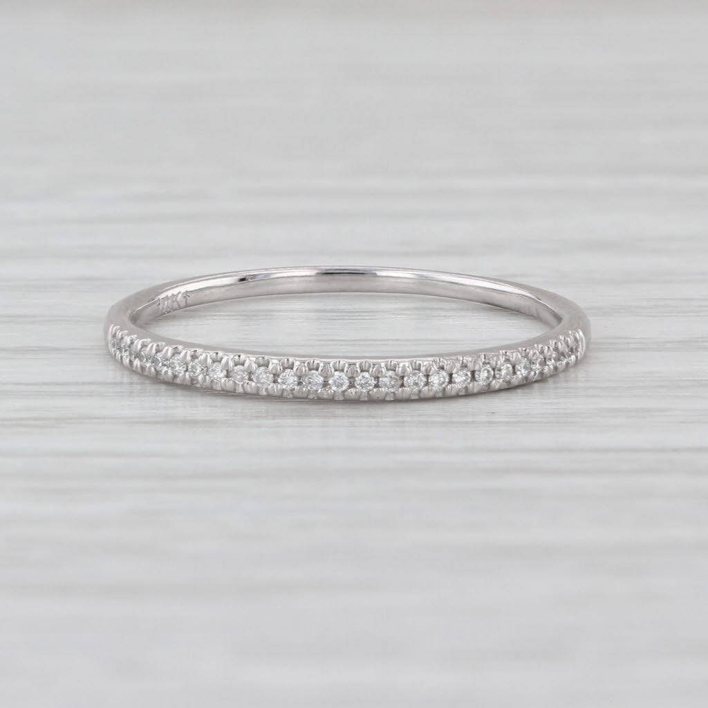 Diamond Accented Wedding Band Stackable Ring 14k White Gold Size 7.25