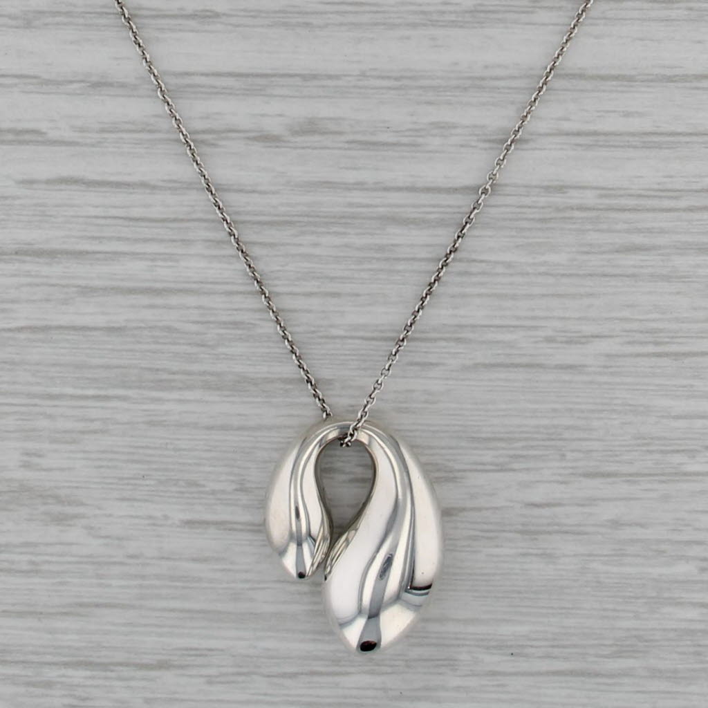 Tiffany & Co Elsa Peretti Double Teardrop Pendant Necklace Sterling Silver 18"