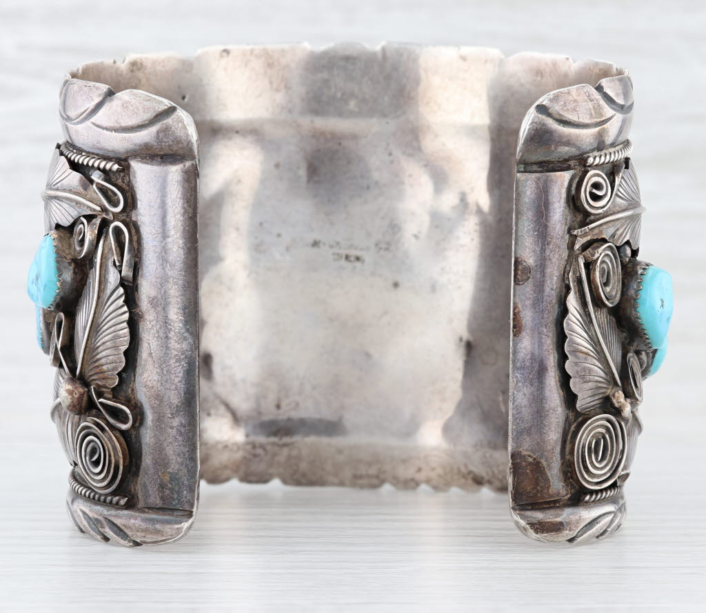M Thomas Jr Navajo Native American Bear Claw Tribal Cuff Bracelet Sterling