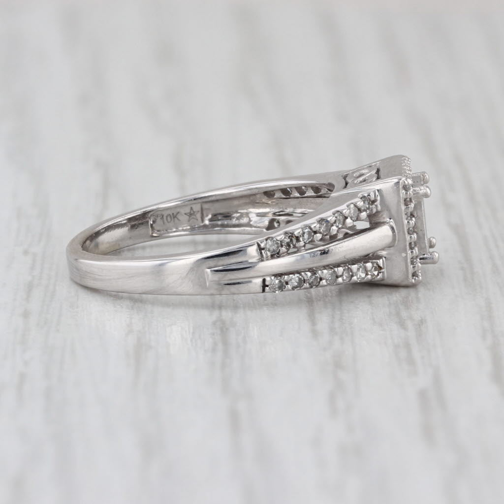 0.39ctw Diamond Halo Engagement Ring 10k White Gold Size 7