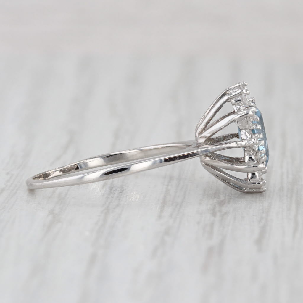 1.34ctw Aquamarine Diamond Halo Ring 14k White Gold Size 8.5 Engagement