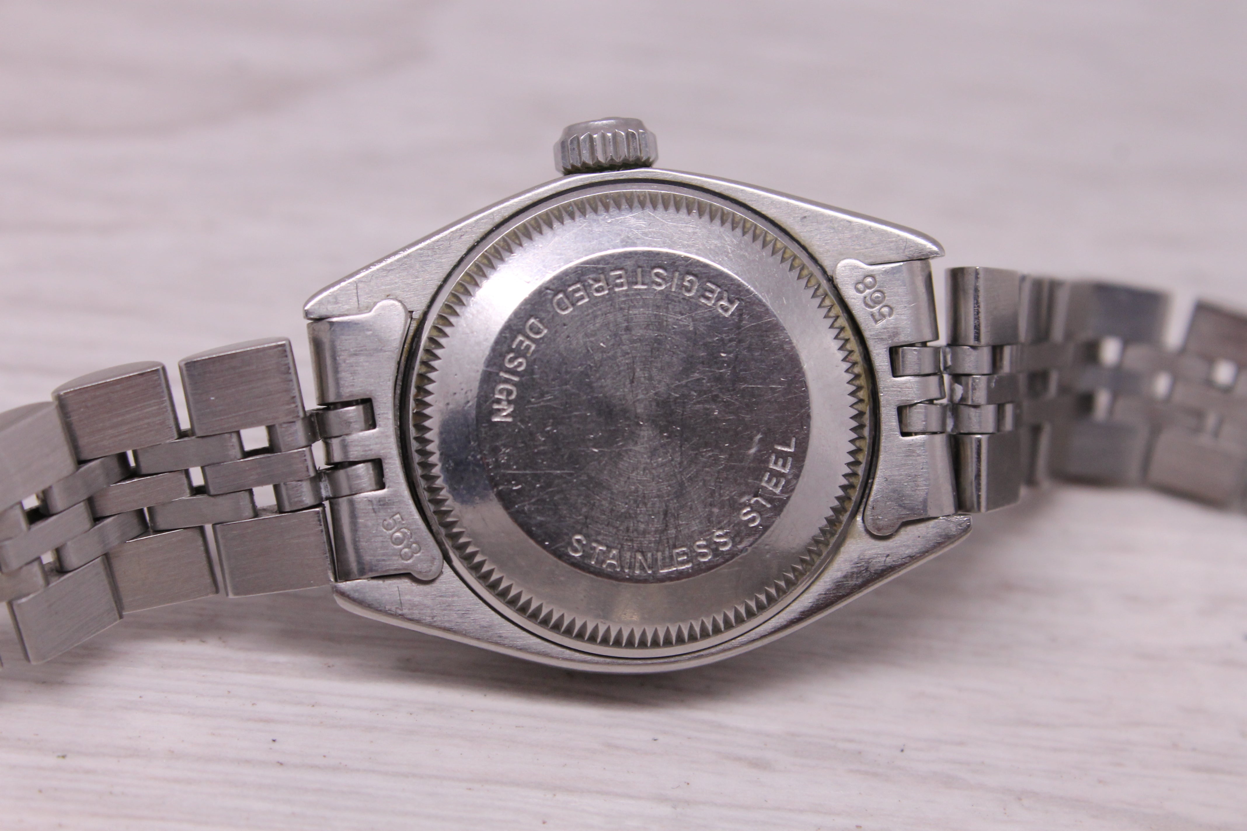 Vintage c.1978 Rolex Date Ladies 26mm Steel Watch Original Blue Dial w Box