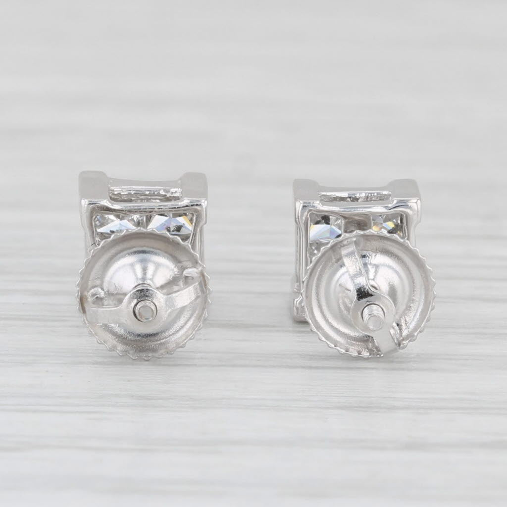 Light Gray 0.70ctw Princess Diamond Stud Earrings 14k White Gold